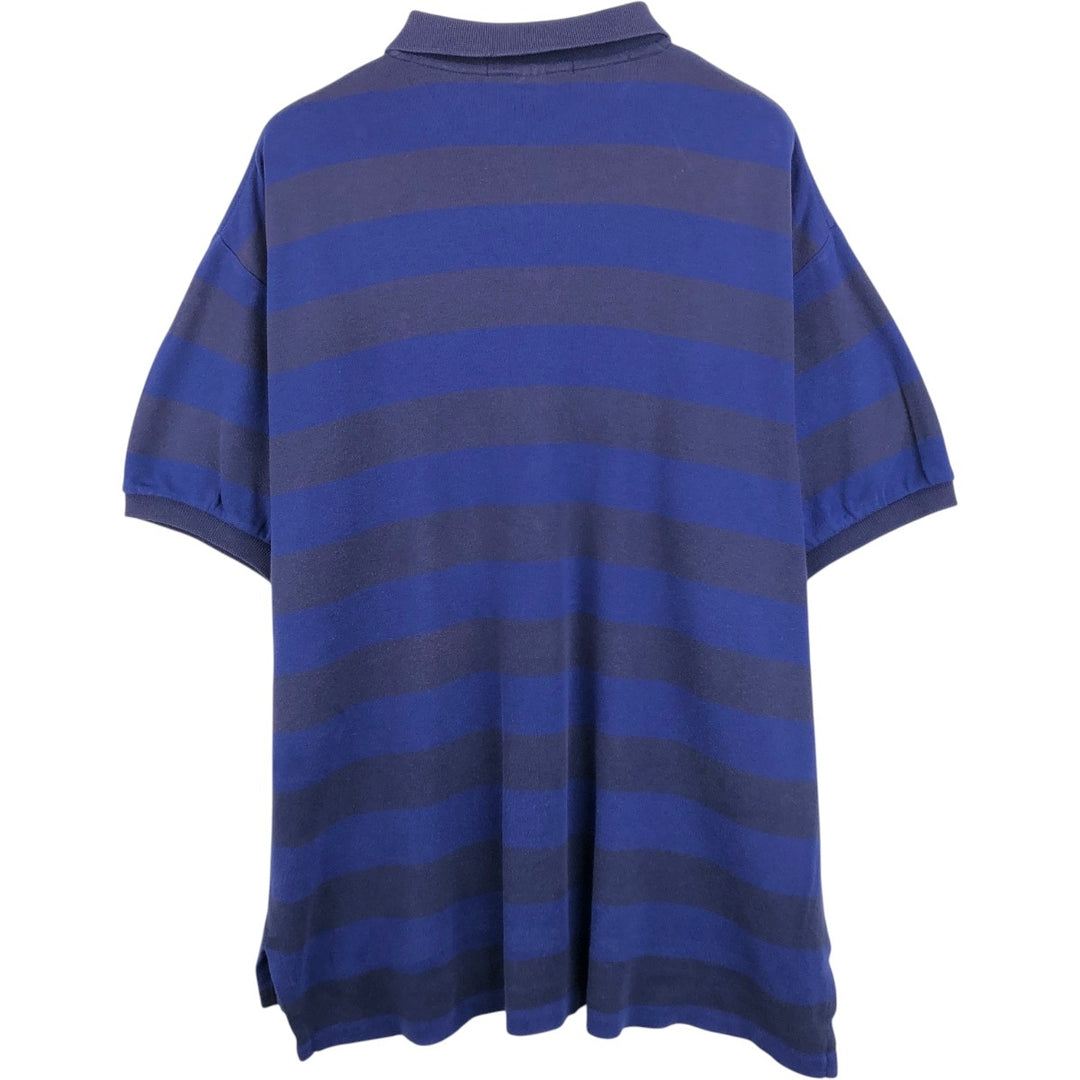 Ralph Lauren Polo by Ralph Lauren Short-Sleeve Striped Polo Shirt, Men's Size XL (approx.) cotton navy blue type Vintage Second Hand