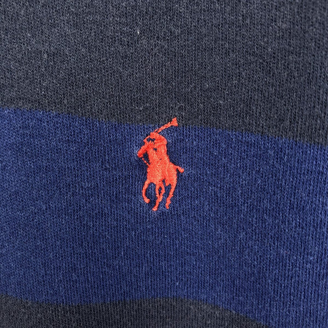 Ralph Lauren Polo by Ralph Lauren Short-Sleeve Striped Polo Shirt, Men's Size XL (approx.) cotton navy blue type Vintage Second Hand