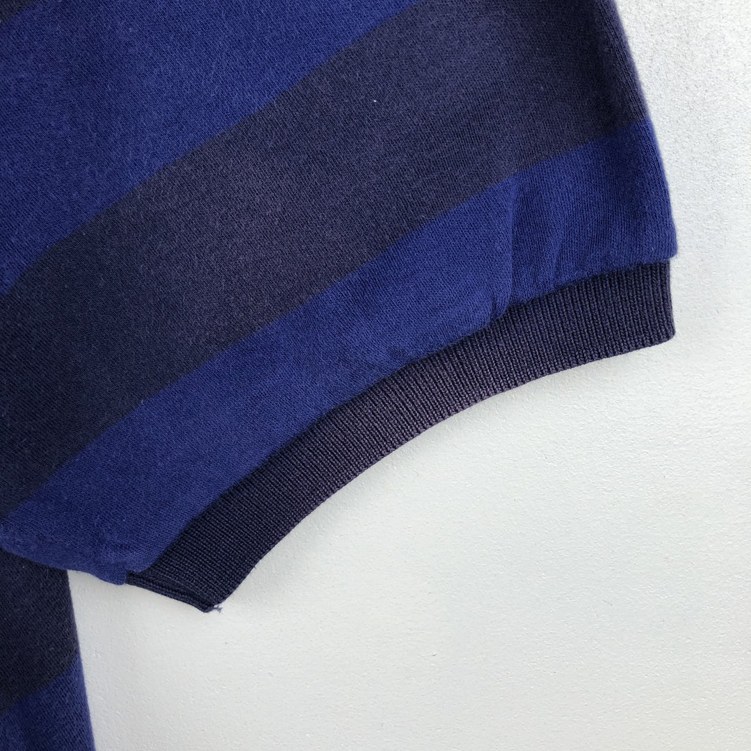 Ralph Lauren Polo by Ralph Lauren Short-Sleeve Striped Polo Shirt, Men's Size XL (approx.) cotton navy blue type Vintage Second Hand