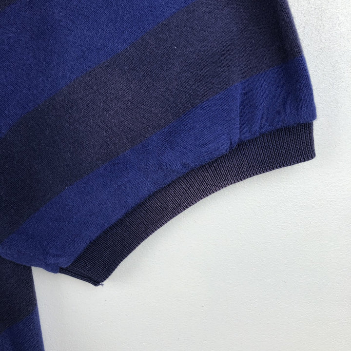 Ralph Lauren Polo by Ralph Lauren Short-Sleeve Striped Polo Shirt, Men's Size XL (approx.) cotton navy blue type Vintage Second Hand