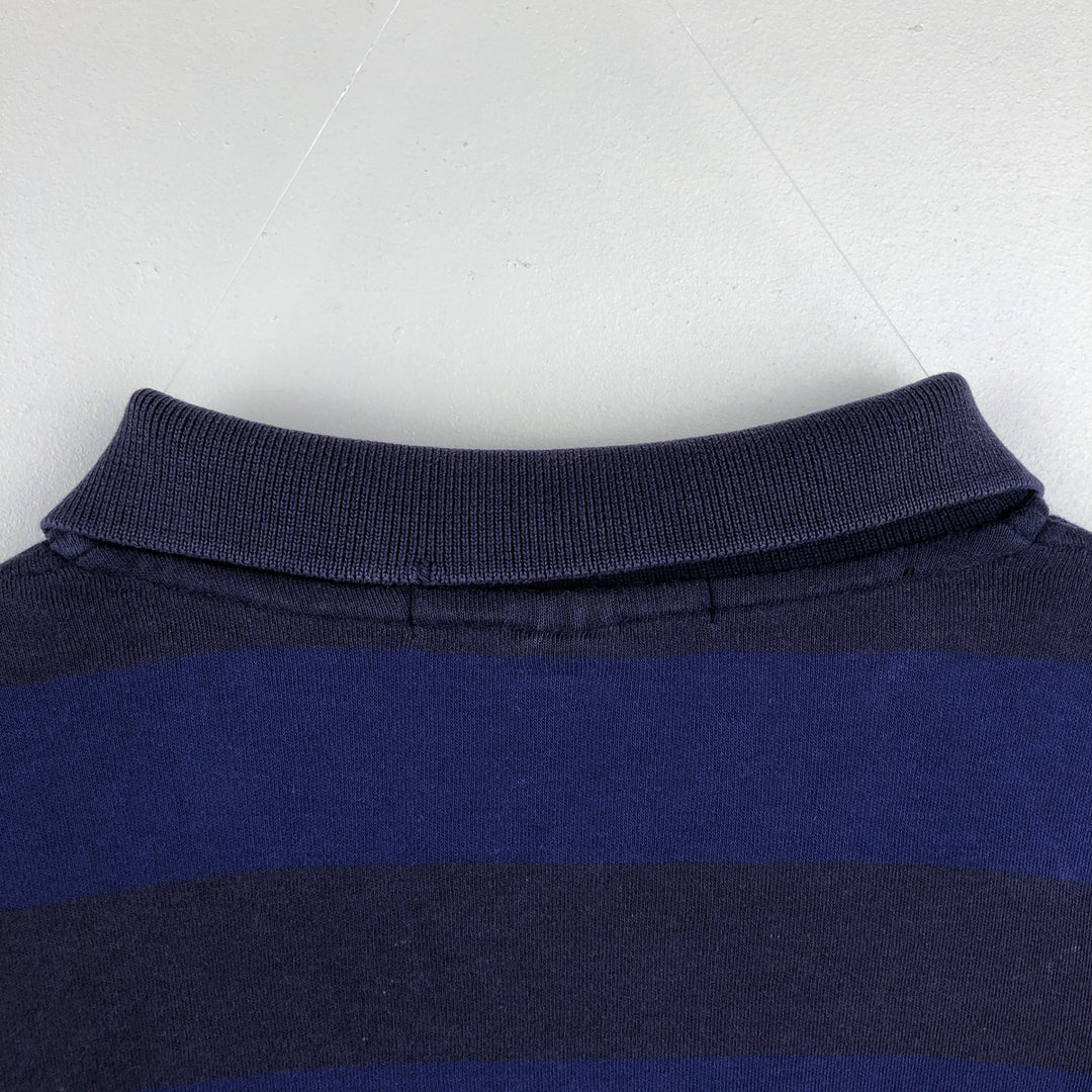 Ralph Lauren Polo by Ralph Lauren Short-Sleeve Striped Polo Shirt, Men's Size XL (approx.) cotton navy blue type Vintage Second Hand