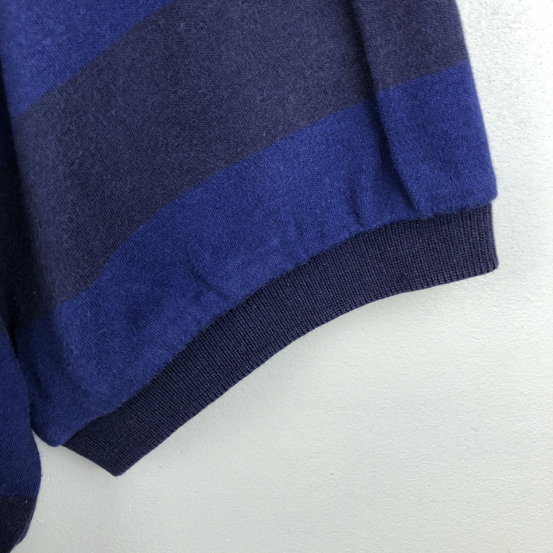 Ralph Lauren Polo by Ralph Lauren Short-Sleeve Striped Polo Shirt, Men's Size XL (approx.) cotton navy blue type Vintage Second Hand