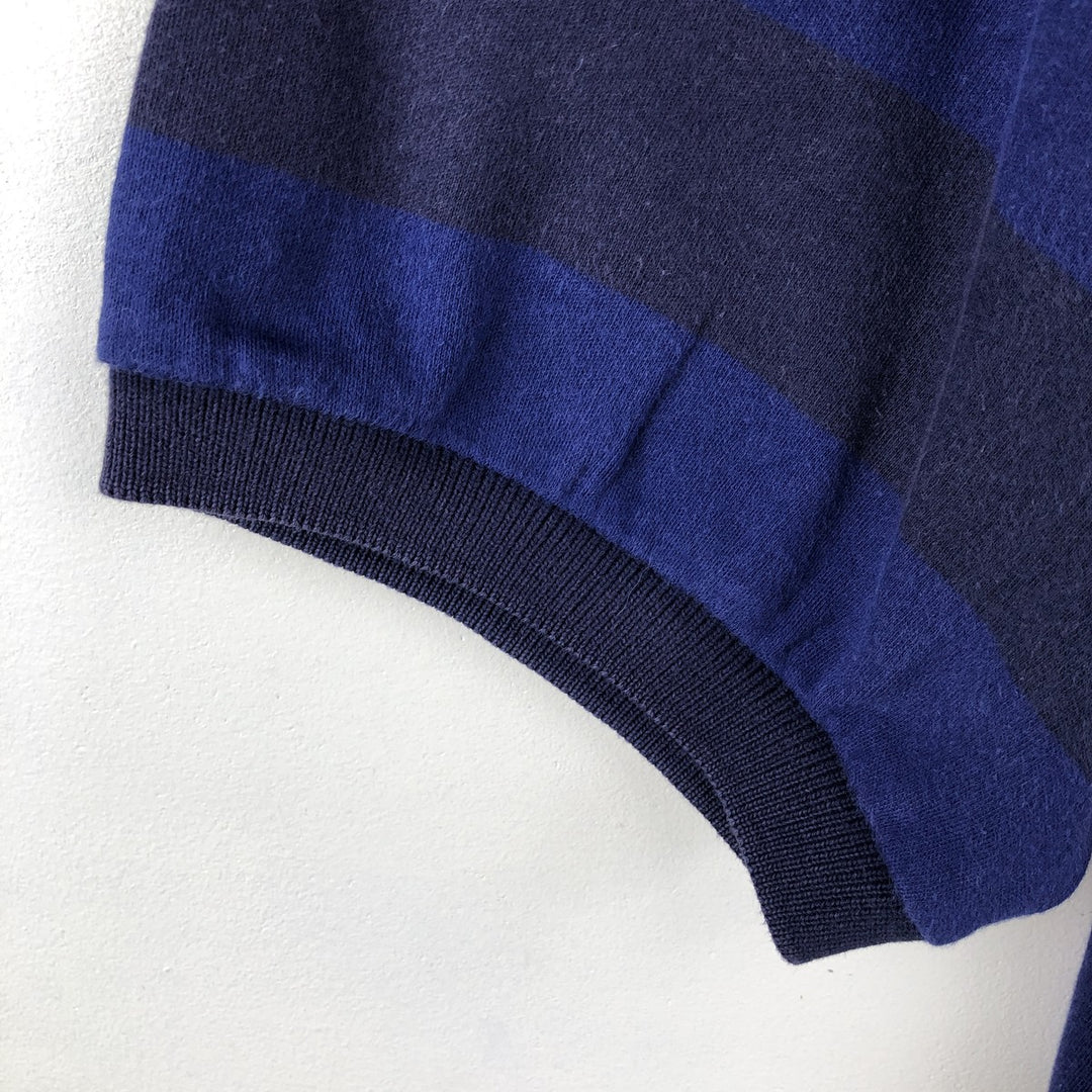 Ralph Lauren Polo by Ralph Lauren Short-Sleeve Striped Polo Shirt, Men's Size XL (approx.) cotton navy blue type Vintage Second Hand