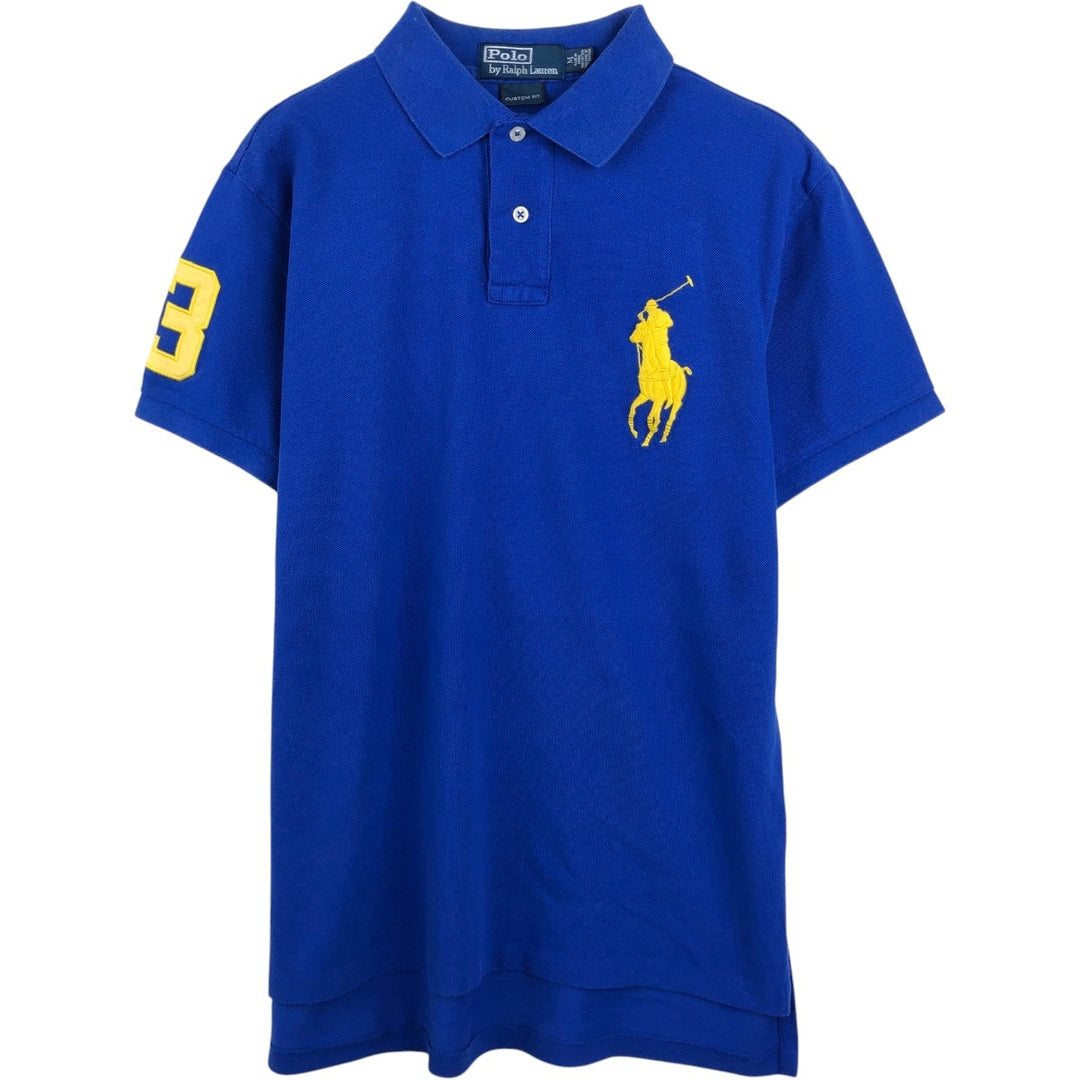 Ralph Lauren POLO by Ralph Lauren CUSTOM FIT Big Pony Short Sleeve Polo Shirt Men's M size cotton blue type Vintage Second Hand