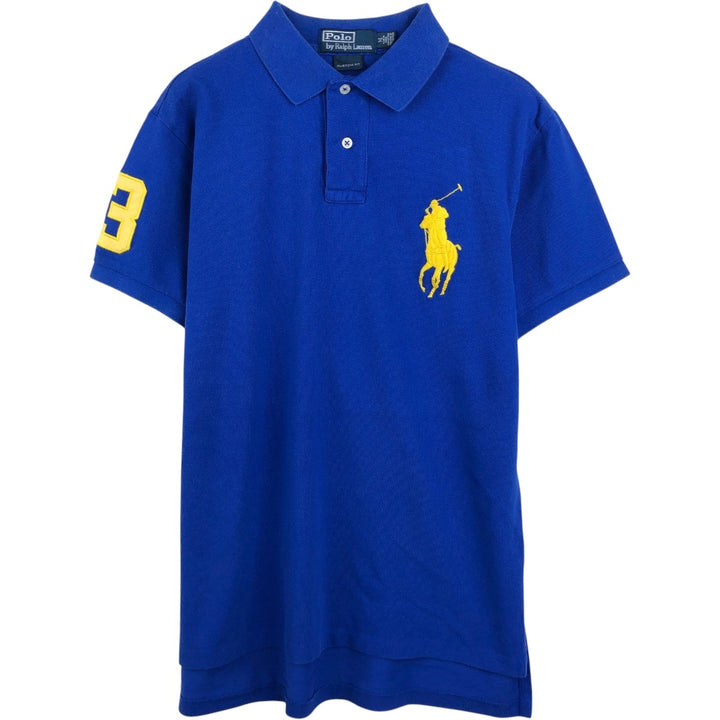 Ralph Lauren POLO by Ralph Lauren CUSTOM FIT Big Pony Short Sleeve Polo Shirt Men's M size cotton blue type Vintage Second Hand
