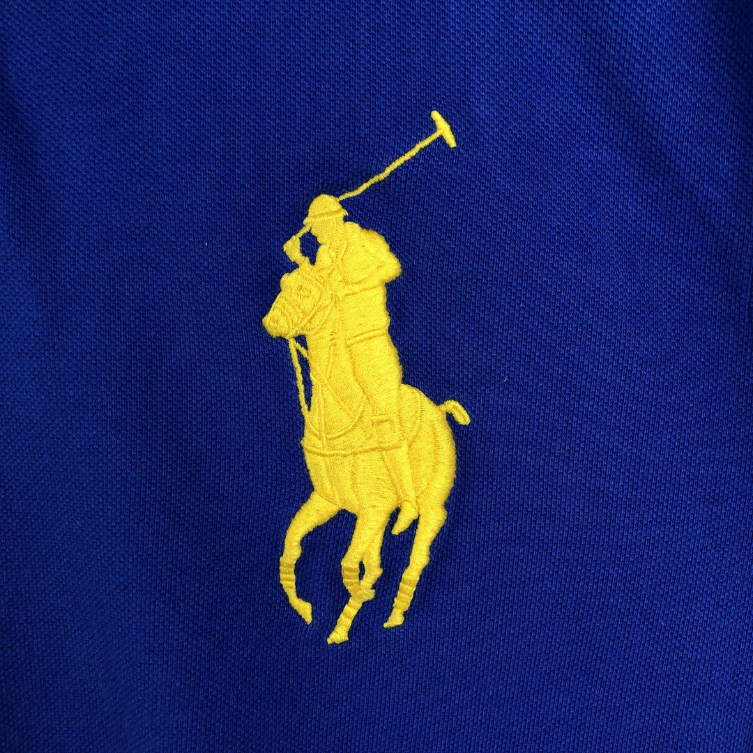 Ralph Lauren POLO by Ralph Lauren CUSTOM FIT Big Pony Short Sleeve Polo Shirt Men's M size cotton blue type Vintage Second Hand