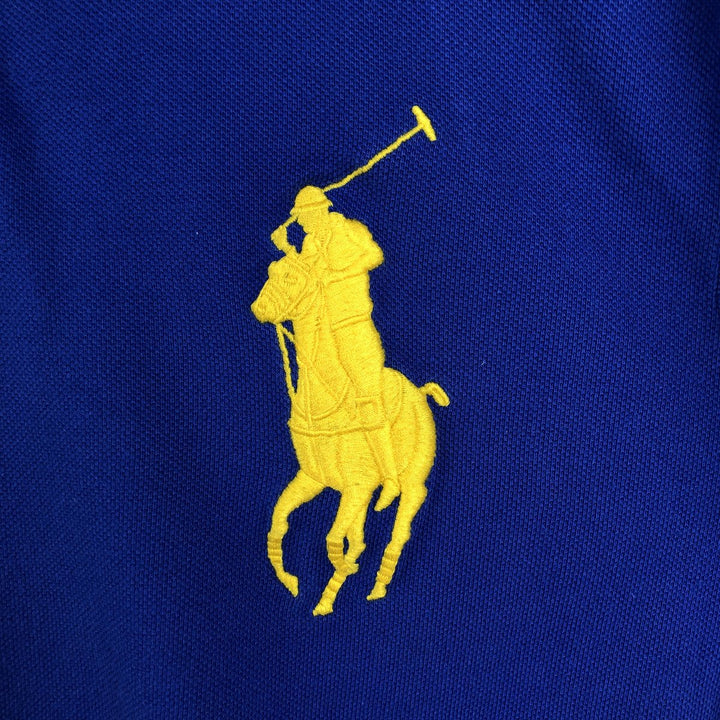Ralph Lauren POLO by Ralph Lauren CUSTOM FIT Big Pony Short Sleeve Polo Shirt Men's M size cotton blue type Vintage Second Hand