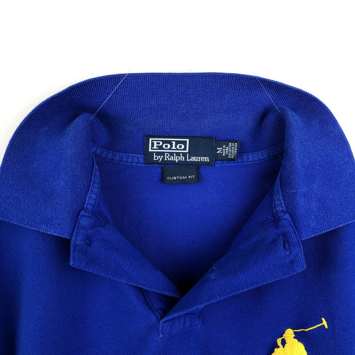 Ralph Lauren POLO by Ralph Lauren CUSTOM FIT Big Pony Short Sleeve Polo Shirt Men's M size cotton blue type Vintage Second Hand