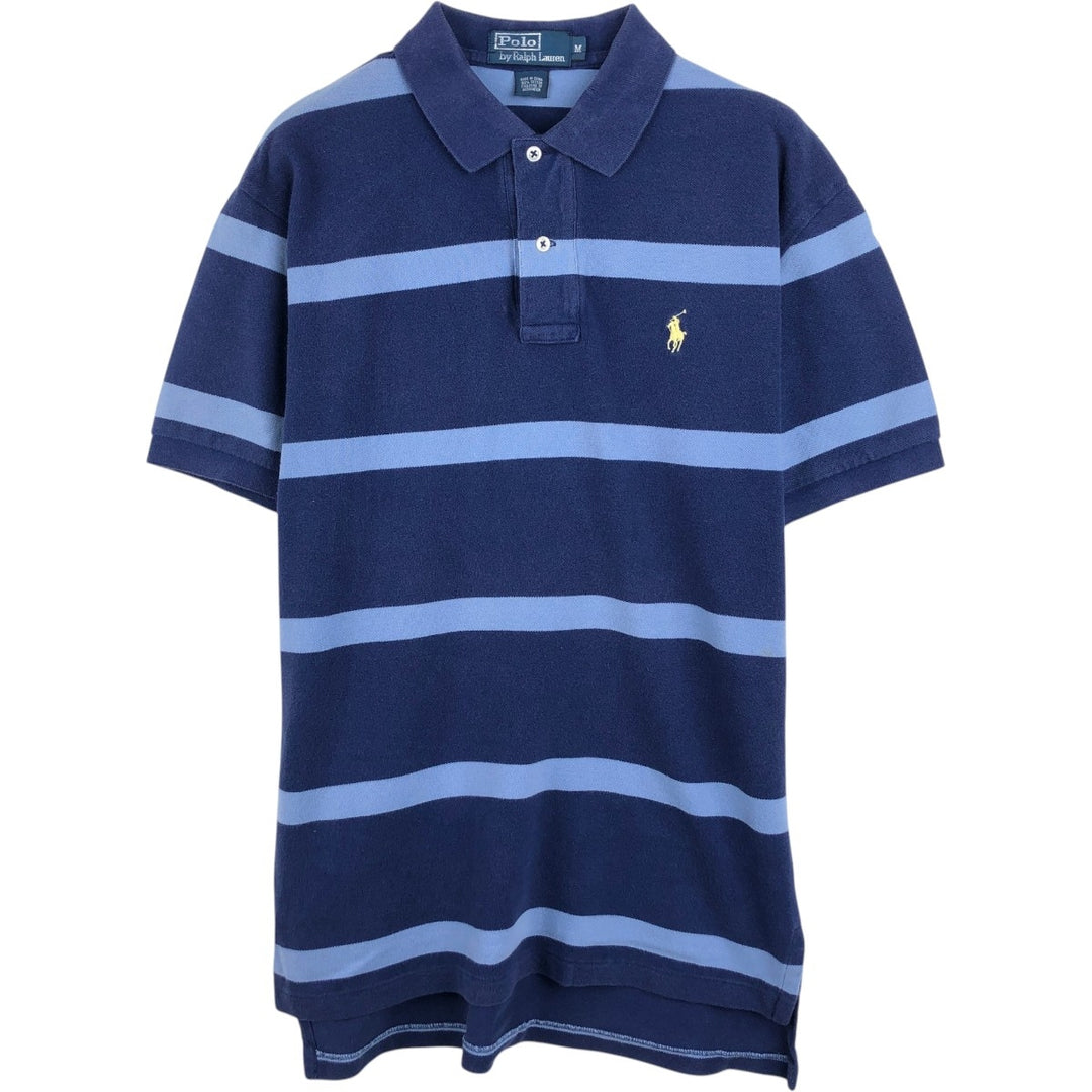 Ralph Lauren POLO by Ralph Lauren short sleeve striped polo shirt, men's size M cotton navy blue type Vintage Second Hand