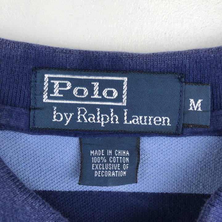 Ralph Lauren POLO by Ralph Lauren short sleeve striped polo shirt, men's size M cotton navy blue type Vintage Second Hand