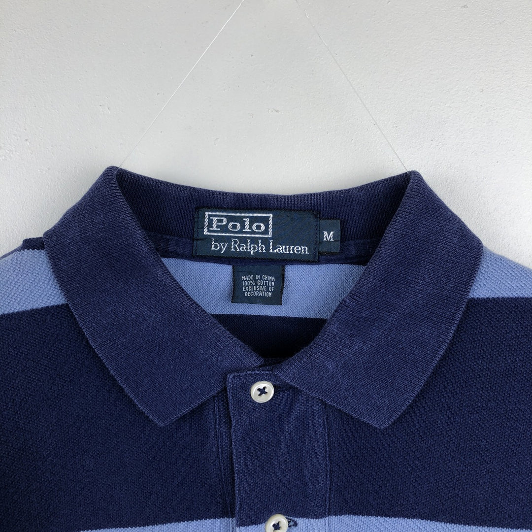 Ralph Lauren POLO by Ralph Lauren short sleeve striped polo shirt, men's size M cotton navy blue type Vintage Second Hand