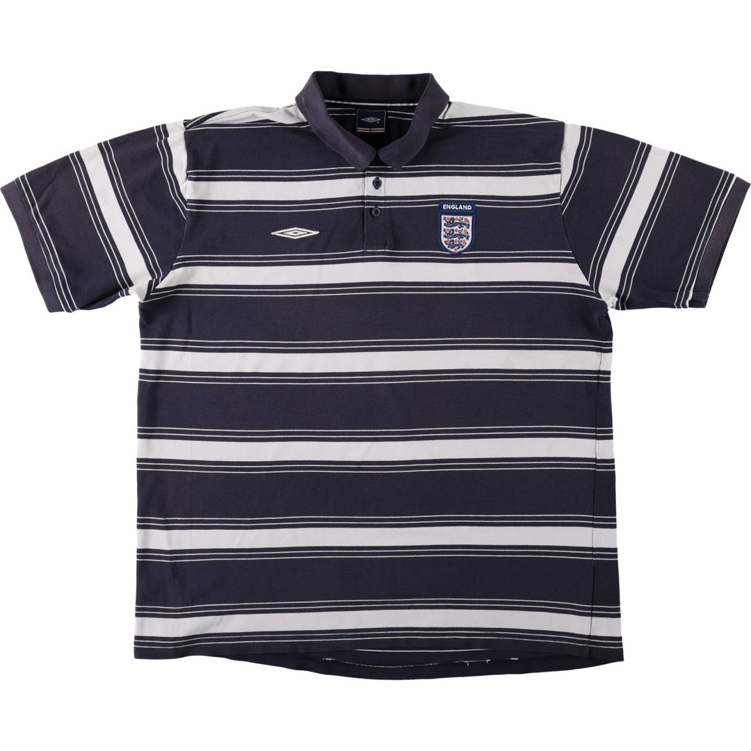 2000'S Umbro England National Team Short-Sleeve Polo Shirt, Men's Size XXL (approx.) unclear navy blue type Vintage Second Hand