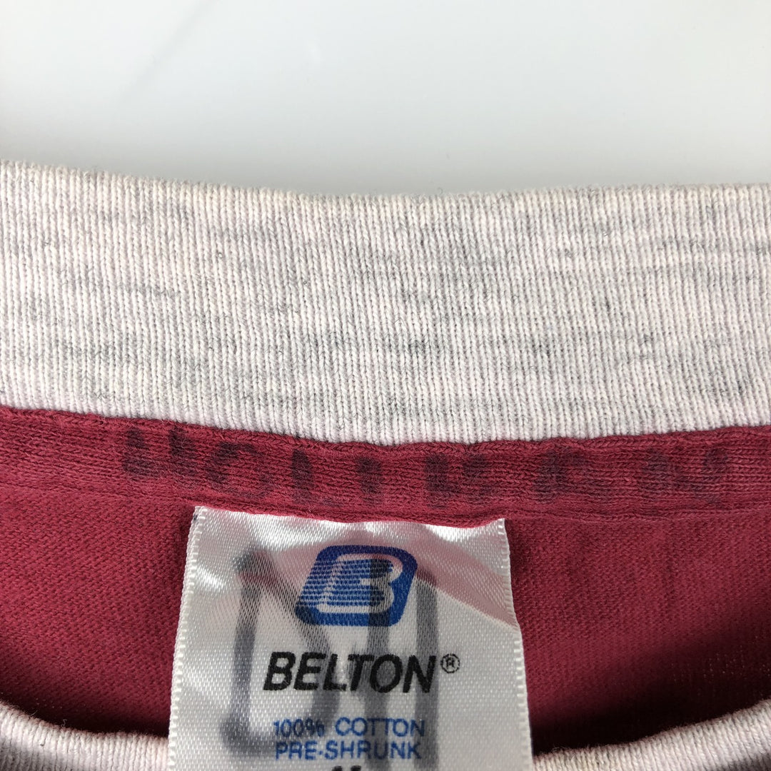 90'S BELTON College T-shirt, Made in USA, Men's Size M (approx.), Vintage cotton red type Vintage Second Hand