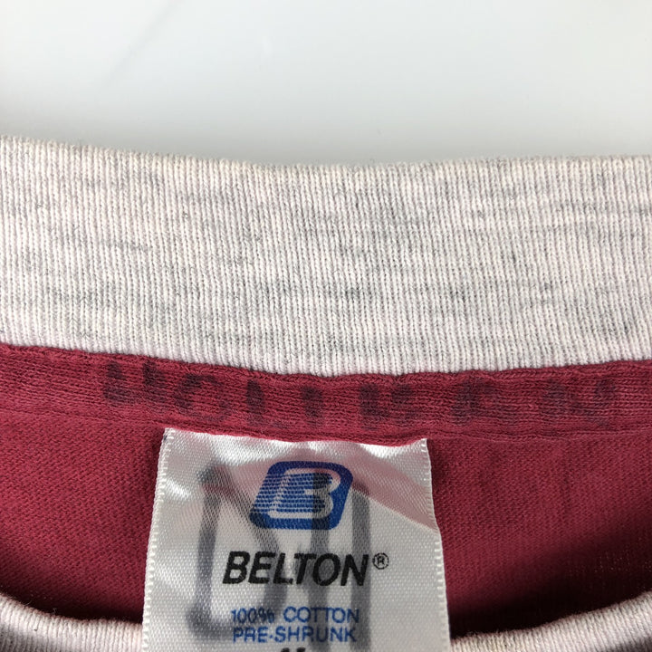 90'S BELTON College T-shirt, Made in USA, Men's Size M (approx.), Vintage cotton red type Vintage Second Hand