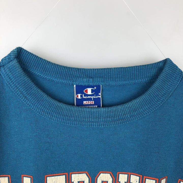 90'S Champion College T-shirt, Made in USA, Men's L size, Vintage cotton Blue type light blue Vintage Second Hand