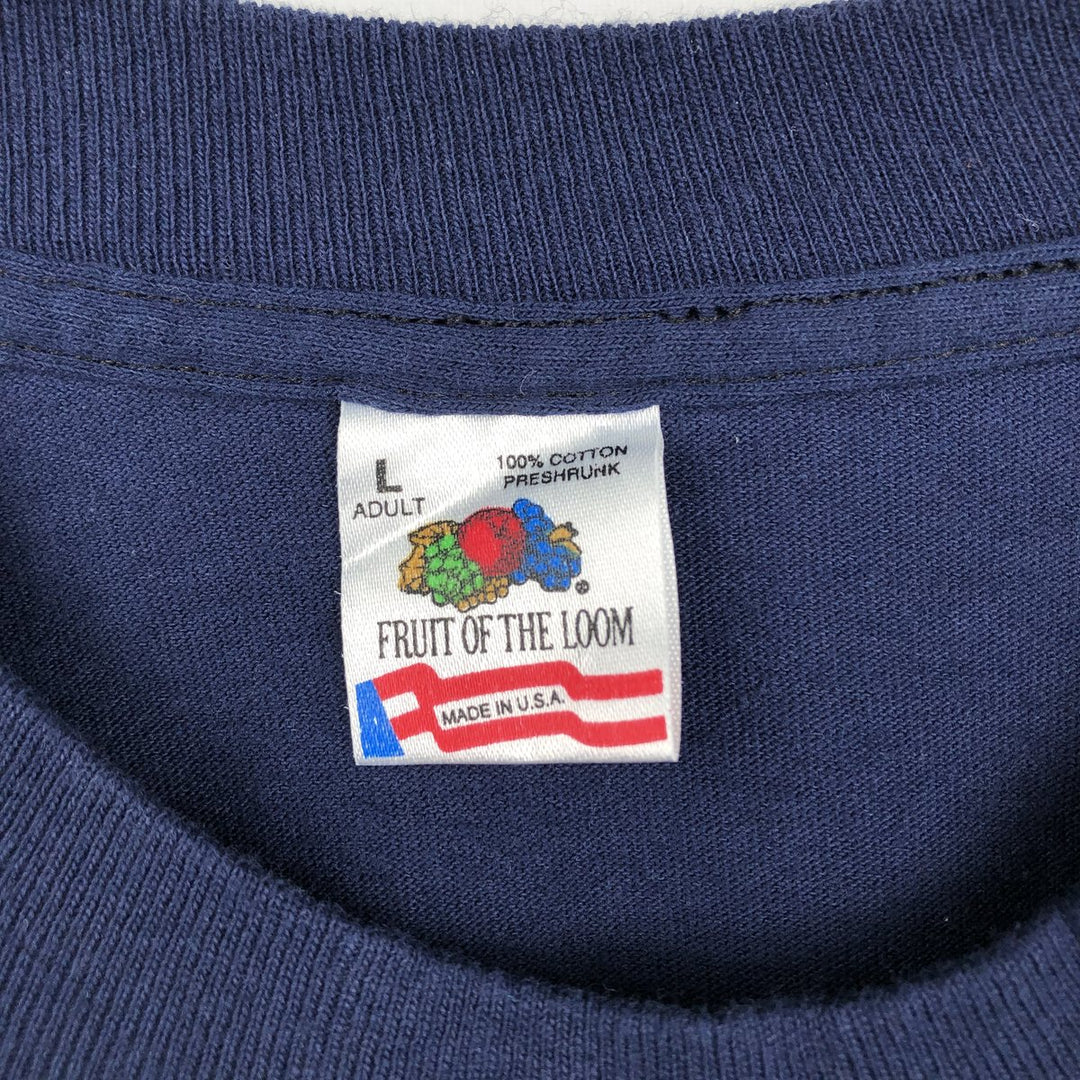 90'S Fruit of the Loom University of Michigan College T-shirt, Made in USA, Men's Size L (approx.), Vintage cotton navy blue type Vintage Second Hand