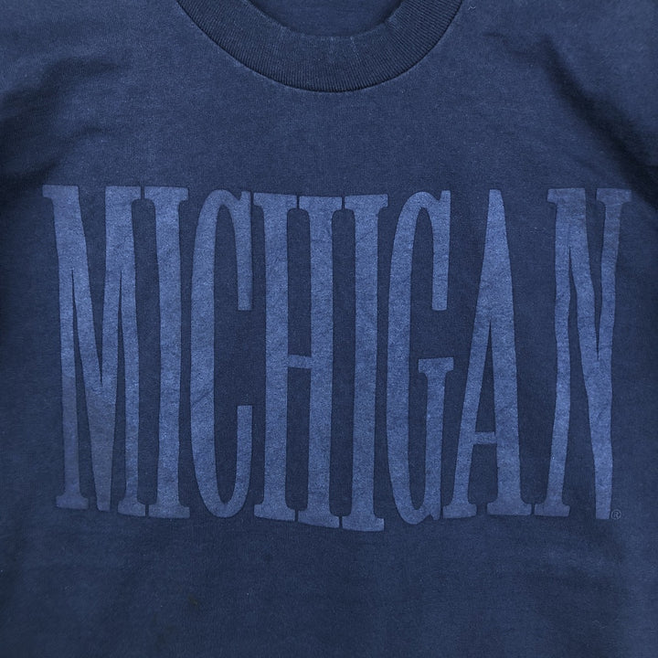 90'S Fruit of the Loom University of Michigan College T-shirt, Made in USA, Men's Size L (approx.), Vintage cotton navy blue type Vintage Second Hand