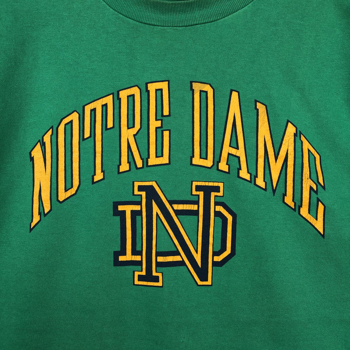 80s-90'S Champion FIGHTIN' IRISH Notre Dame University College T-shirt, Made in USA, Men's Size L (approx.), Vintage cotton green type Vintage Second Hand