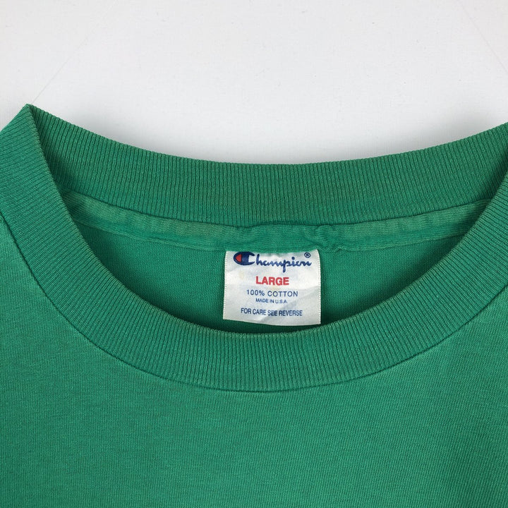 80s-90'S Champion FIGHTIN' IRISH Notre Dame University College T-shirt, Made in USA, Men's Size L (approx.), Vintage cotton green type Vintage Second Hand
