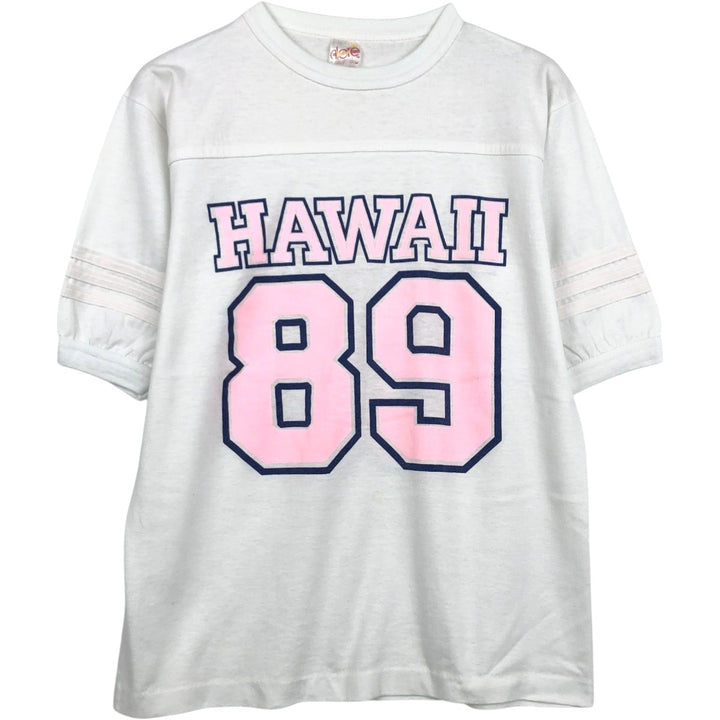 ~90'S ALORE Football T-shirt, Made in USA, Women's Size M (approx.), Vintage polyester white type Vintage Second Hand
