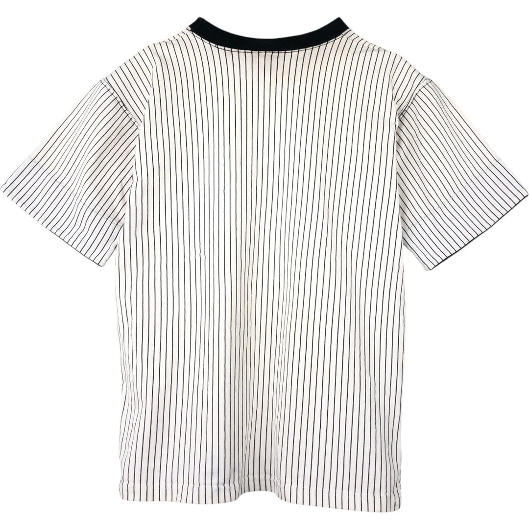 80s-90'S Disney Mickey Mouse Stripe Pattern Character Print T-Shirt, Made in USA, Men's Size S (Equivalent), Vintage unclear white type Vintage Second Hand