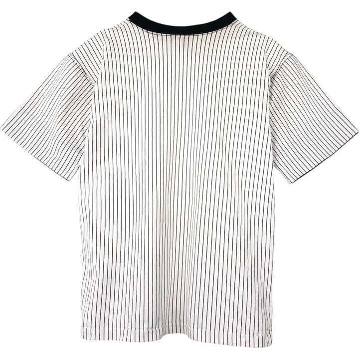 80s-90'S Disney Mickey Mouse Stripe Pattern Character Print T-Shirt, Made in USA, Men's Size S (Equivalent), Vintage unclear white type Vintage Second Hand