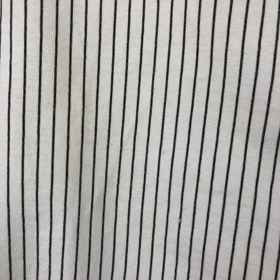 80s-90'S Disney Mickey Mouse Stripe Pattern Character Print T-Shirt, Made in USA, Men's Size S (Equivalent), Vintage unclear white type Vintage Second Hand