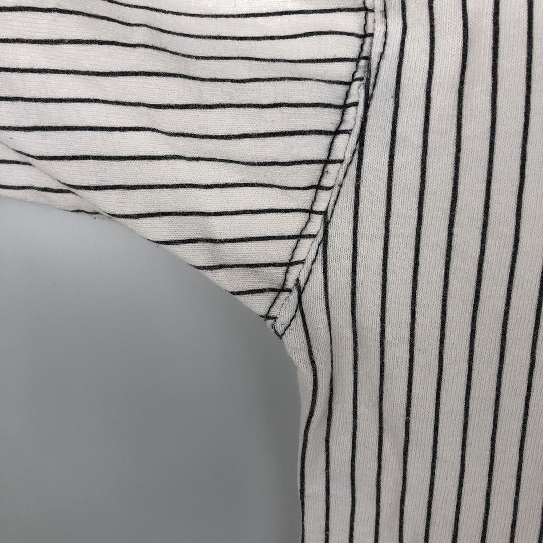 80s-90'S Disney Mickey Mouse Stripe Pattern Character Print T-Shirt, Made in USA, Men's Size S (Equivalent), Vintage unclear white type Vintage Second Hand