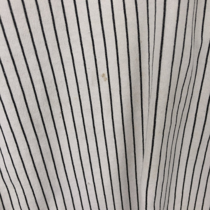 80s-90'S Disney Mickey Mouse Stripe Pattern Character Print T-Shirt, Made in USA, Men's Size S (Equivalent), Vintage unclear white type Vintage Second Hand