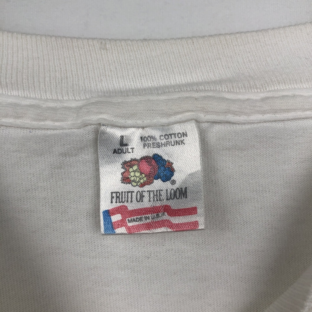 90'S Fruit of the Loom Back to the Fifties Fire Pattern Motorcycle T-Shirt, Made in USA, Men's Size L (approx.) cotton white type Vintage Second Hand