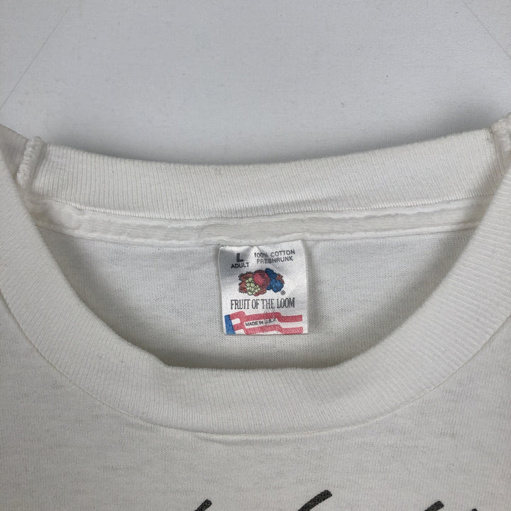 90'S Fruit of the Loom Back to the Fifties Fire Pattern Motorcycle T-Shirt, Made in USA, Men's Size L (approx.) cotton white type Vintage Second Hand