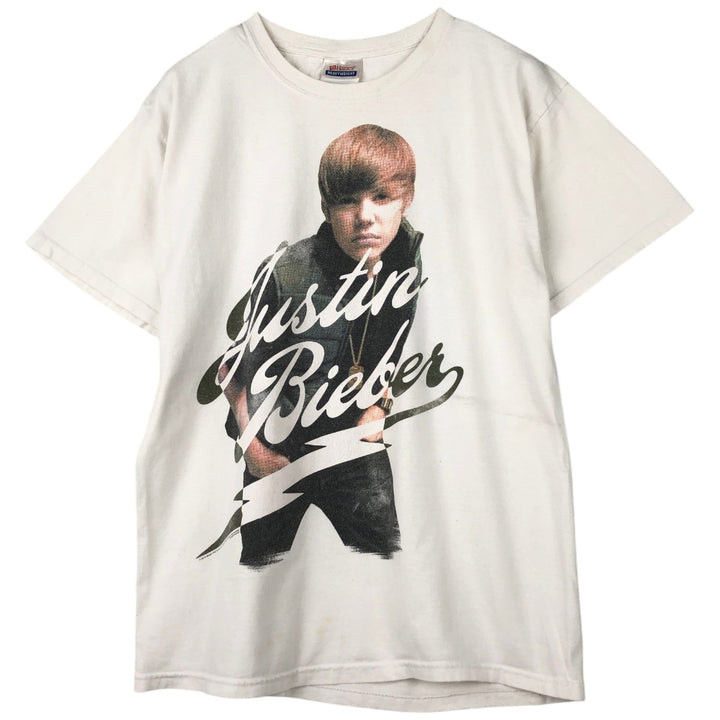 Hanes HEAVYWEIGHT JUSTIN BIEBER Band T-Shirt (Men's Size M) cotton white type Vintage Second Hand