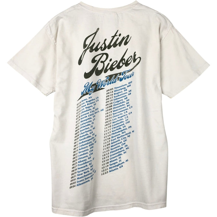 Hanes HEAVYWEIGHT JUSTIN BIEBER Band T-Shirt (Men's Size M) cotton white type Vintage Second Hand