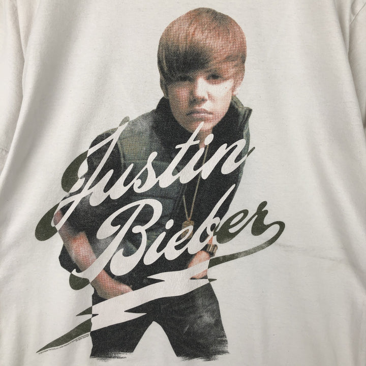 Hanes HEAVYWEIGHT JUSTIN BIEBER Band T-Shirt (Men's Size M) cotton white type Vintage Second Hand