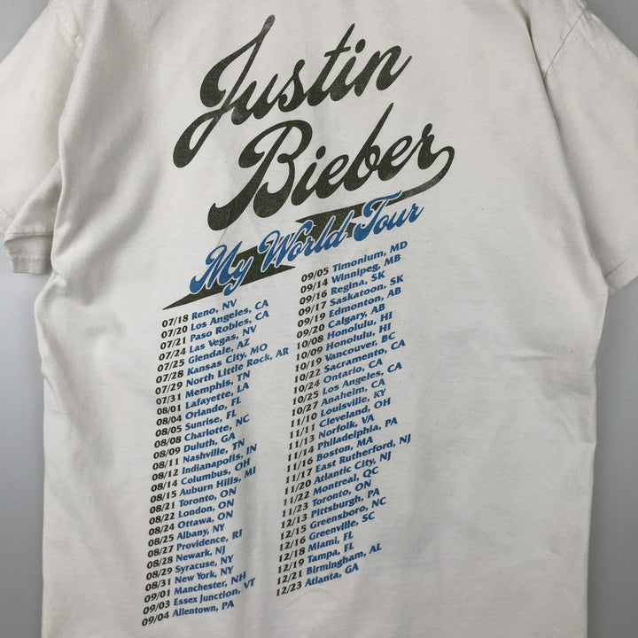 Hanes HEAVYWEIGHT JUSTIN BIEBER Band T-Shirt (Men's Size M) cotton white type Vintage Second Hand