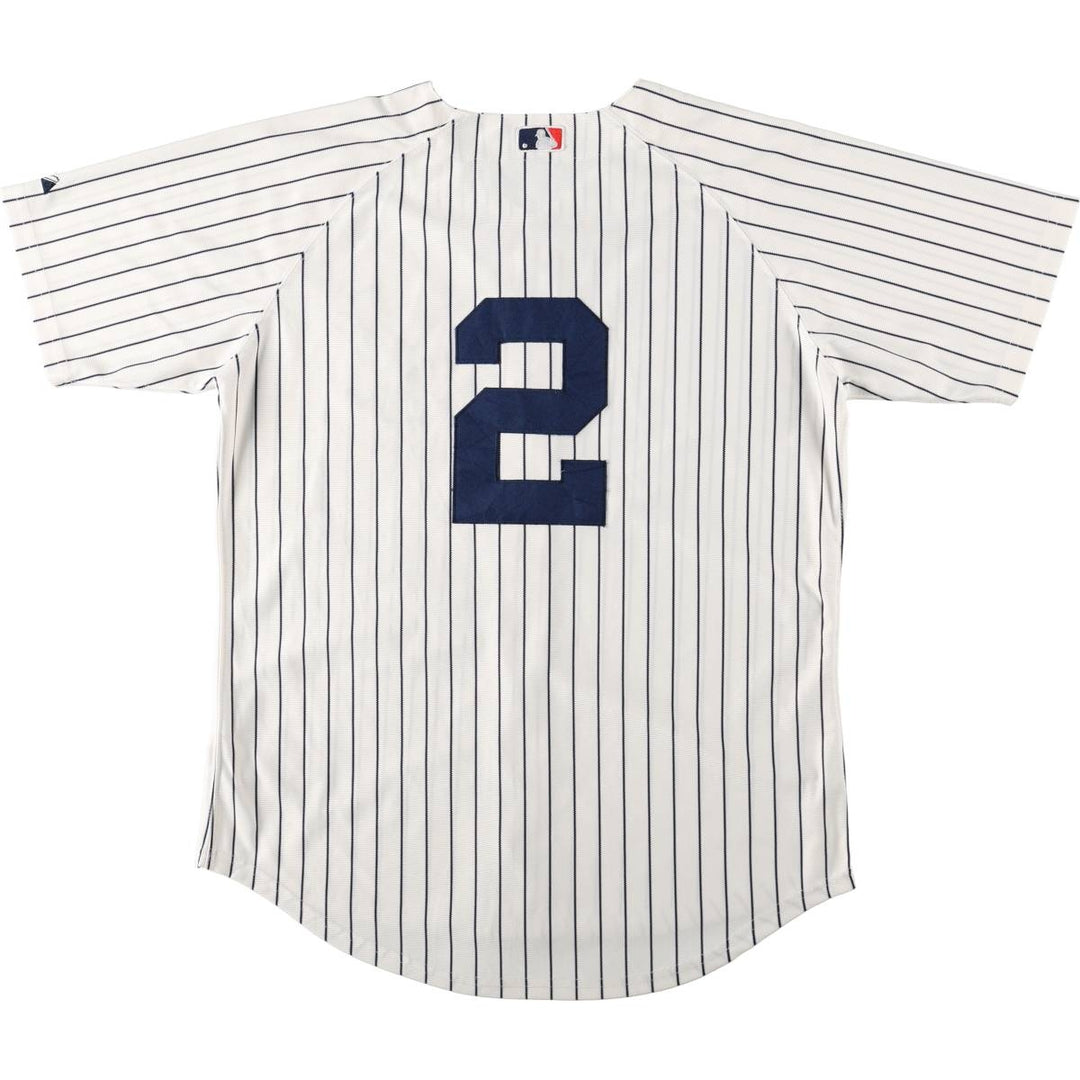 Majestic MLB NEW YORK YANKEES Stripe Pattern Game Shirt Baseball Shirt Men's Size L unclear white type Vintage Second Hand