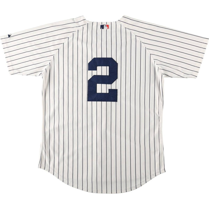 Majestic MLB NEW YORK YANKEES Stripe Pattern Game Shirt Baseball Shirt Men's Size L unclear white type Vintage Second Hand