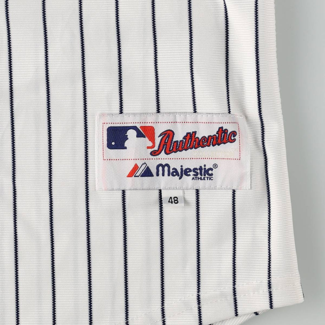 Majestic MLB NEW YORK YANKEES Stripe Pattern Game Shirt Baseball Shirt Men's Size L unclear white type Vintage Second Hand