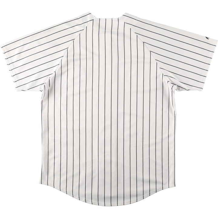 Majestic MLB NEW YORK YANKEES Stripe Pattern Game Shirt Baseball Shirt Men's Size L polyester white type Vintage Second Hand