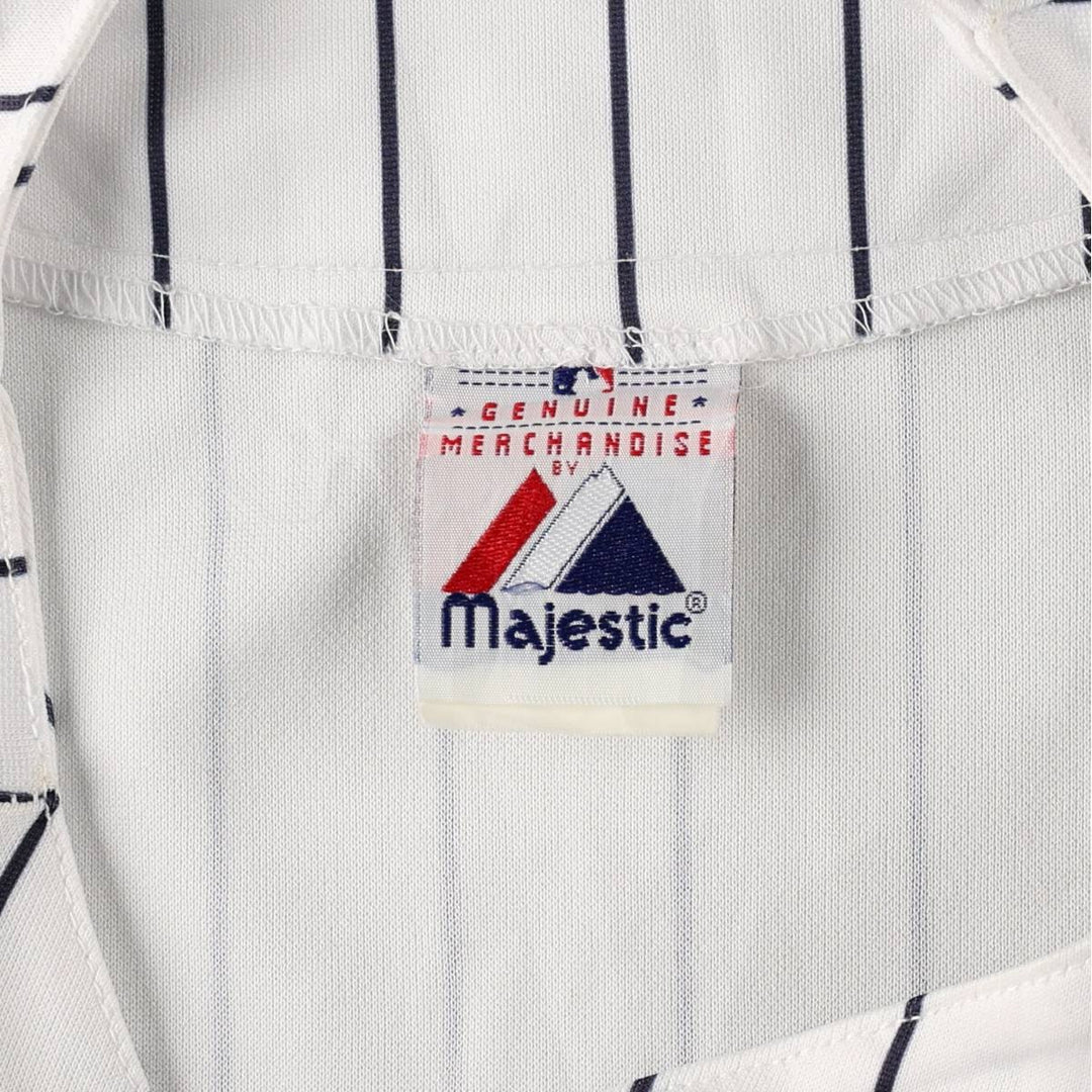 Majestic MLB NEW YORK YANKEES Stripe Pattern Game Shirt Baseball Shirt Men's Size L polyester white type Vintage Second Hand
