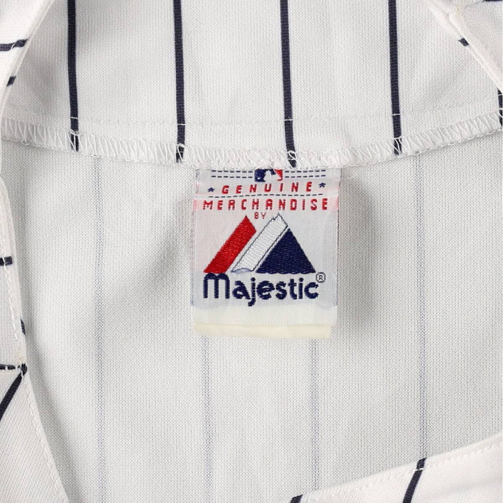 Majestic MLB NEW YORK YANKEES Stripe Pattern Game Shirt Baseball Shirt Men's Size L polyester white type Vintage Second Hand