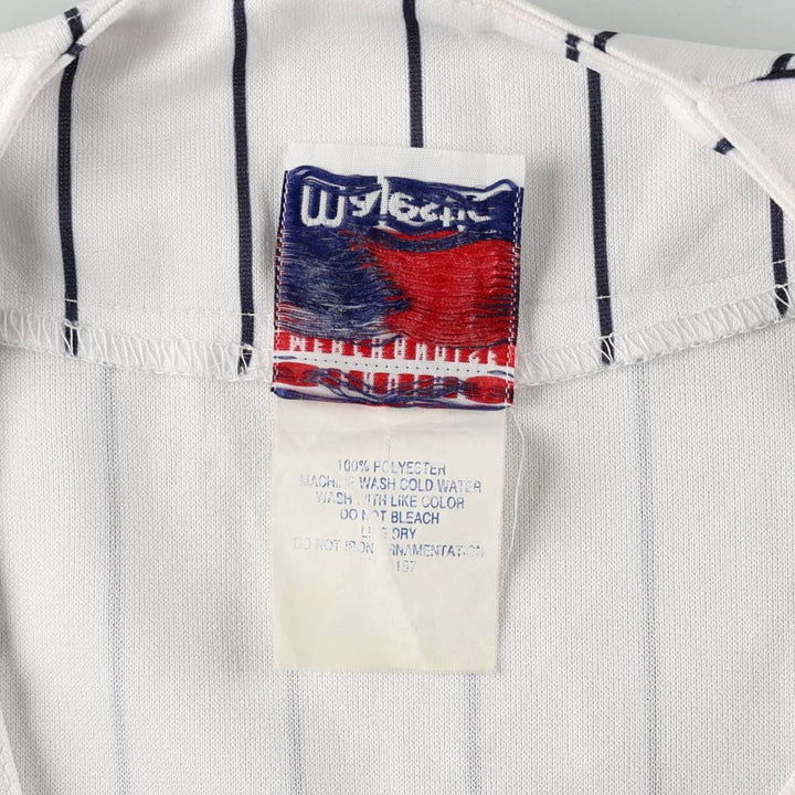 Majestic MLB NEW YORK YANKEES Stripe Pattern Game Shirt Baseball Shirt Men's Size L polyester white type Vintage Second Hand