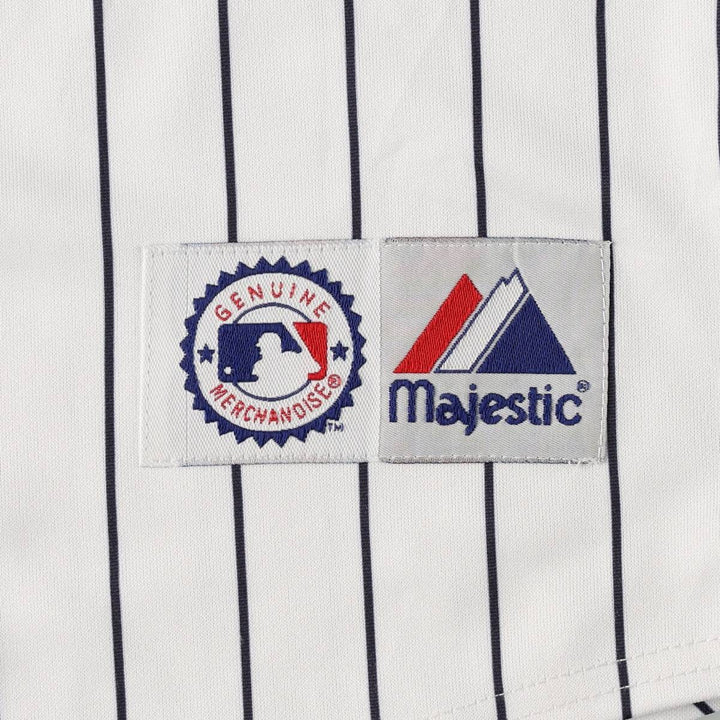 Majestic MLB NEW YORK YANKEES Stripe Pattern Game Shirt Baseball Shirt Men's Size L polyester white type Vintage Second Hand