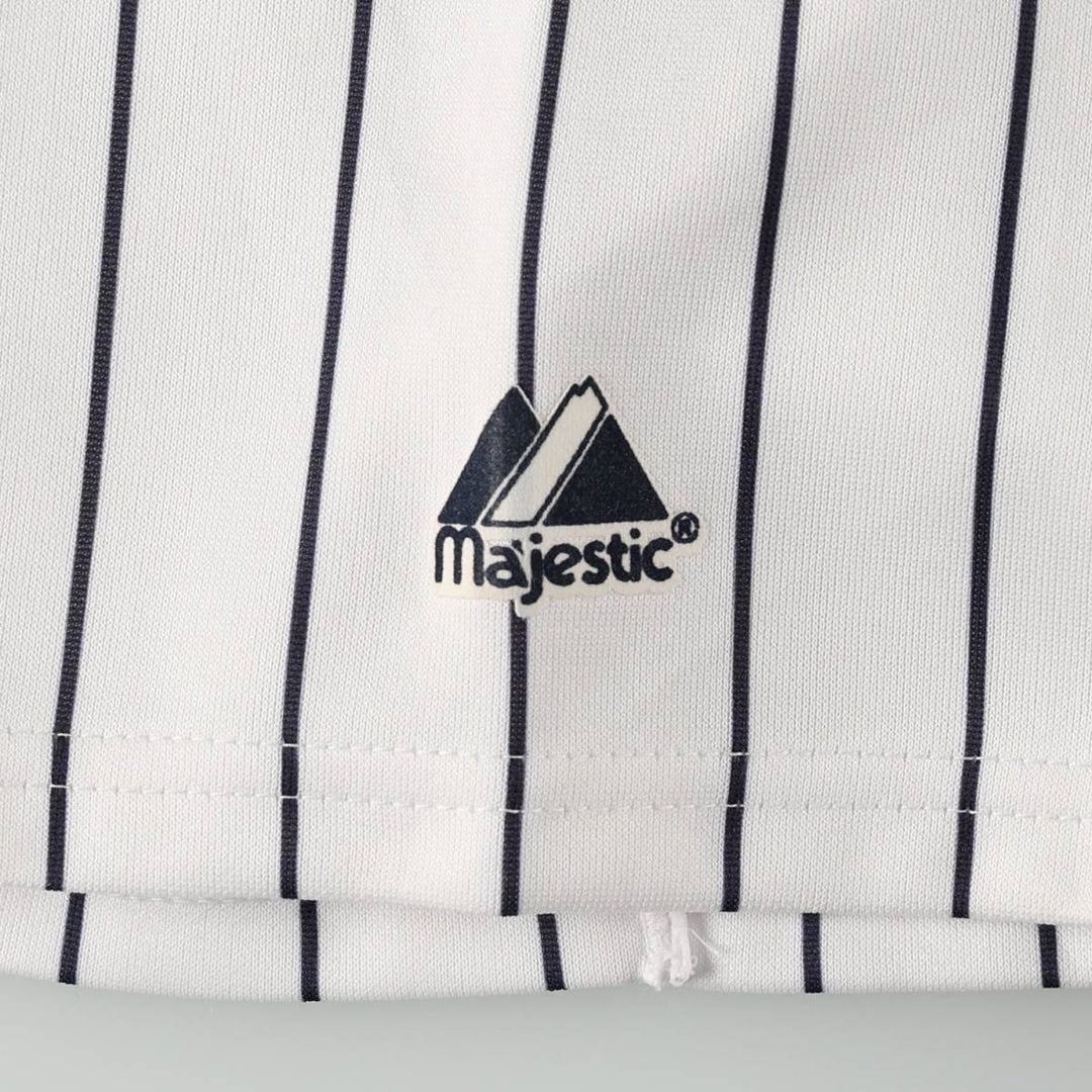 Majestic MLB NEW YORK YANKEES Stripe Pattern Game Shirt Baseball Shirt Men's Size L polyester white type Vintage Second Hand