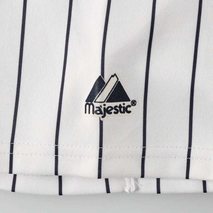 Majestic MLB NEW YORK YANKEES Stripe Pattern Game Shirt Baseball Shirt Men's Size L polyester white type Vintage Second Hand