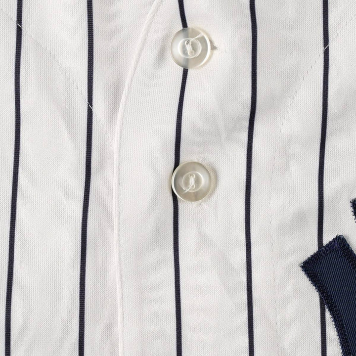 Majestic MLB NEW YORK YANKEES Stripe Pattern Game Shirt Baseball Shirt Men's Size L polyester white type Vintage Second Hand