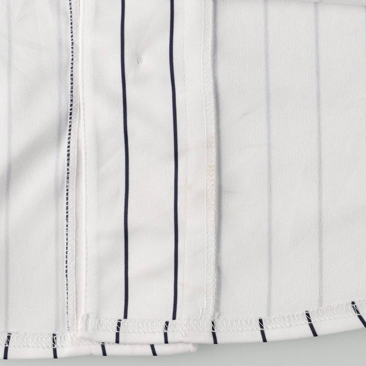 Majestic MLB NEW YORK YANKEES Stripe Pattern Game Shirt Baseball Shirt Men's Size L polyester white type Vintage Second Hand