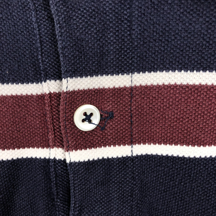 Ralph Lauren POLO by Ralph Lauren Multi-stripe Long-Sleeve Polo Shirt, Made in USA, Men's Size XL (approx.) cotton navy blue type Vintage Second Hand