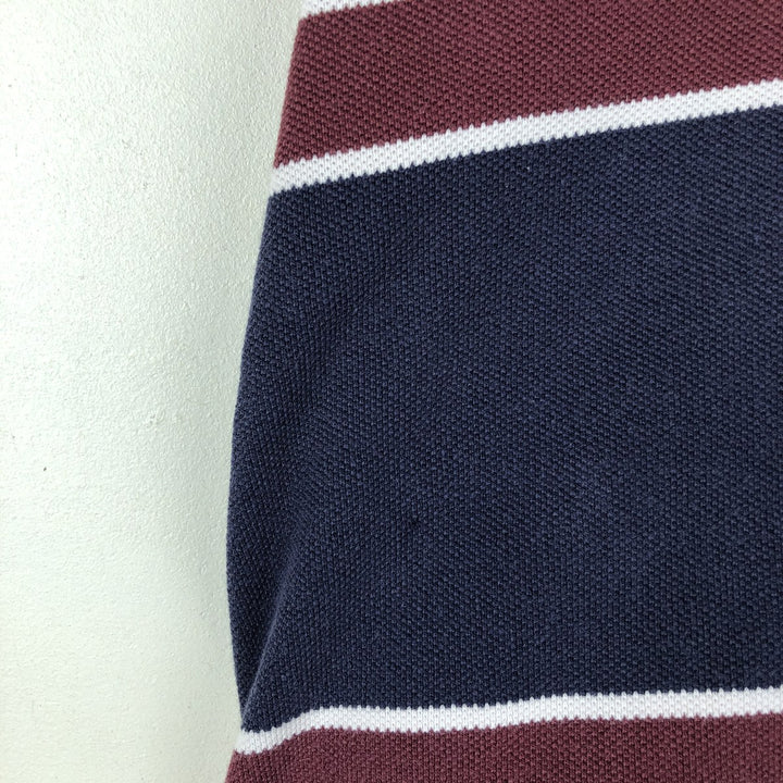 Ralph Lauren POLO by Ralph Lauren Multi-stripe Long-Sleeve Polo Shirt, Made in USA, Men's Size XL (approx.) cotton navy blue type Vintage Second Hand