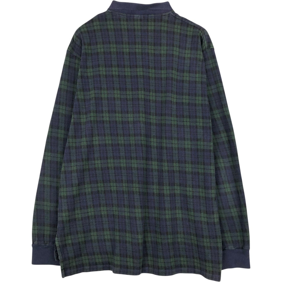 Ralph Lauren POLO by Ralph Lauren Black Watch Check Long Sleeve Check Polo Shirt, Made in Canada, Men's Size XL (approx.) cotton blue type Vintage Second Hand